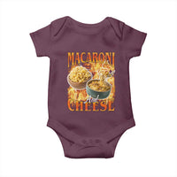Macaroni And Cheese Meme Baby Onesie Vintage 90s Style Funny Foodie Bootleg Graphic