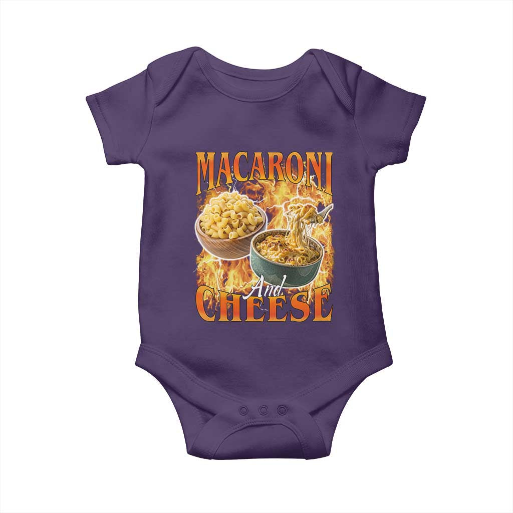Macaroni And Cheese Meme Baby Onesie Vintage 90s Style Funny Foodie Bootleg Graphic