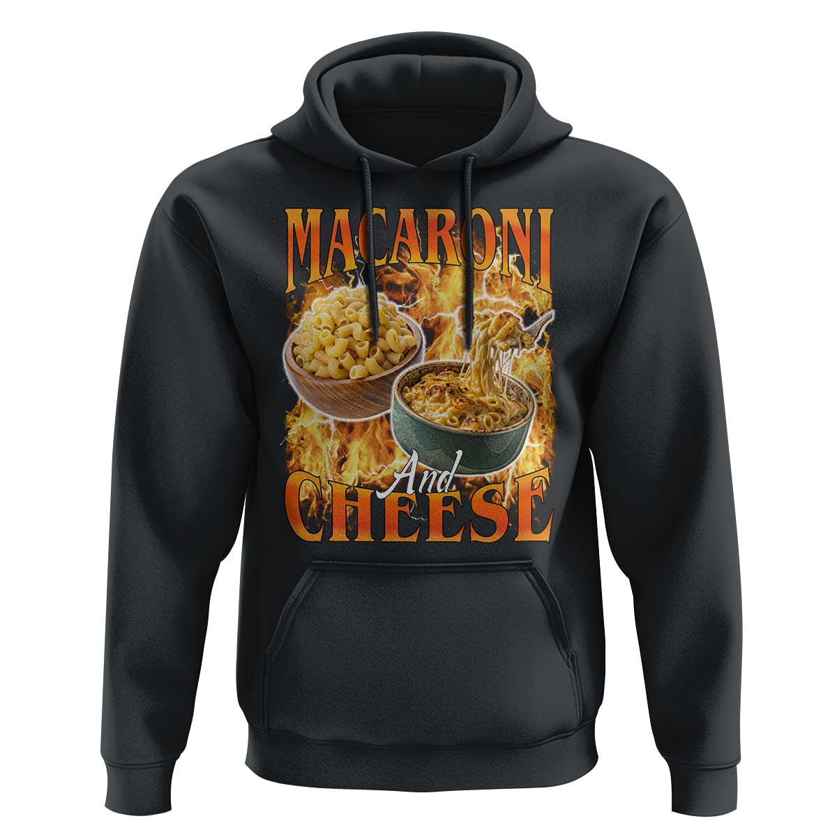Macaroni And Cheese Meme Hoodie Vintage 90s Style Funny Foodie Bootleg Graphic