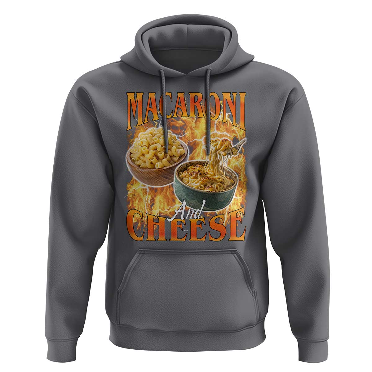 Macaroni And Cheese Meme Hoodie Vintage 90s Style Funny Foodie Bootleg Graphic