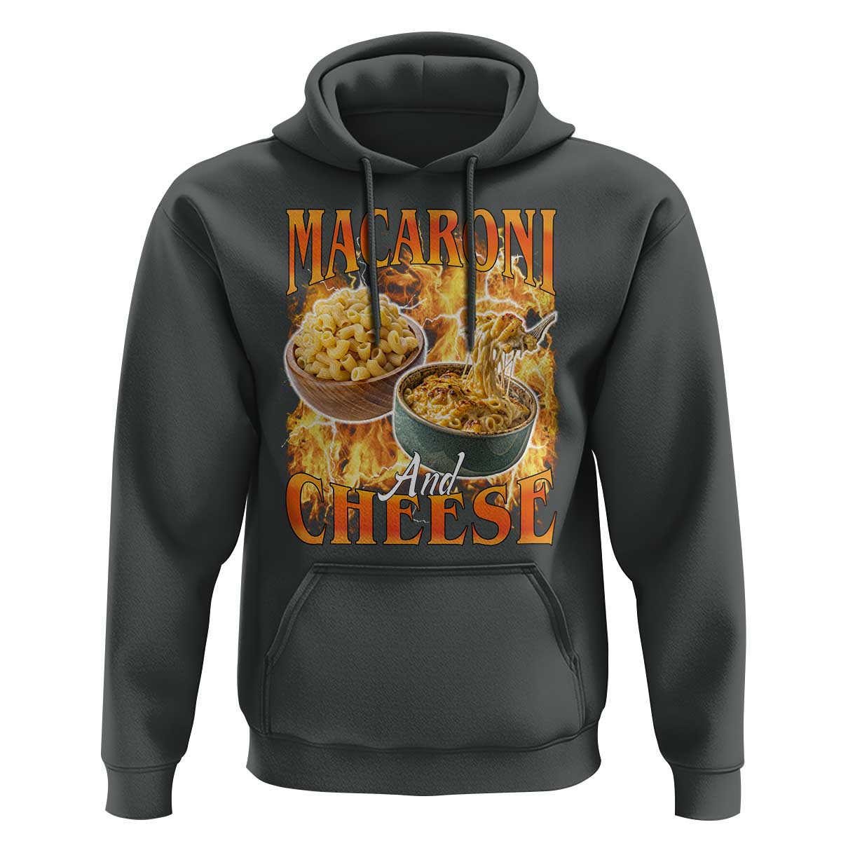 Macaroni And Cheese Meme Hoodie Vintage 90s Style Funny Foodie Bootleg Graphic