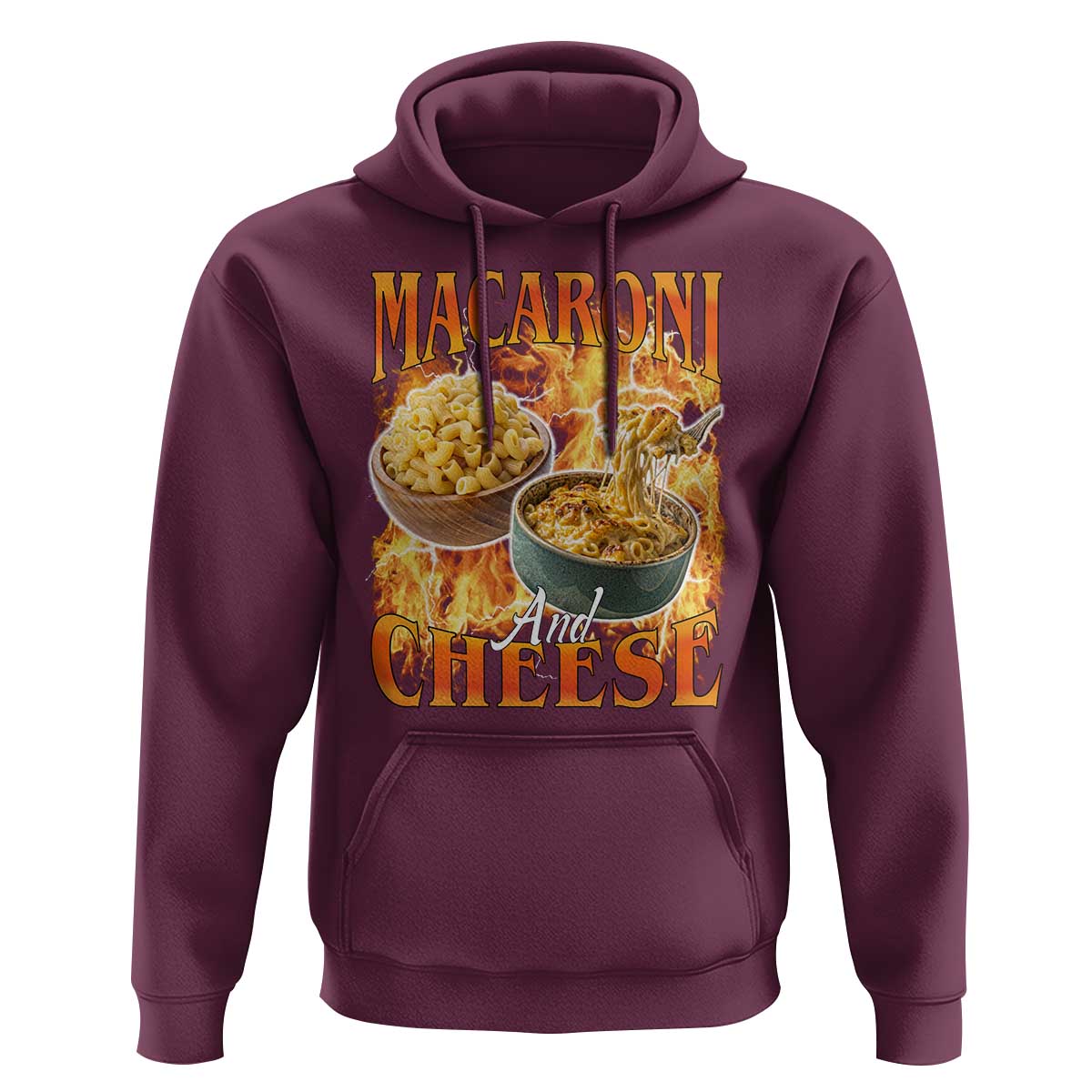 Macaroni And Cheese Meme Hoodie Vintage 90s Style Funny Foodie Bootleg Graphic