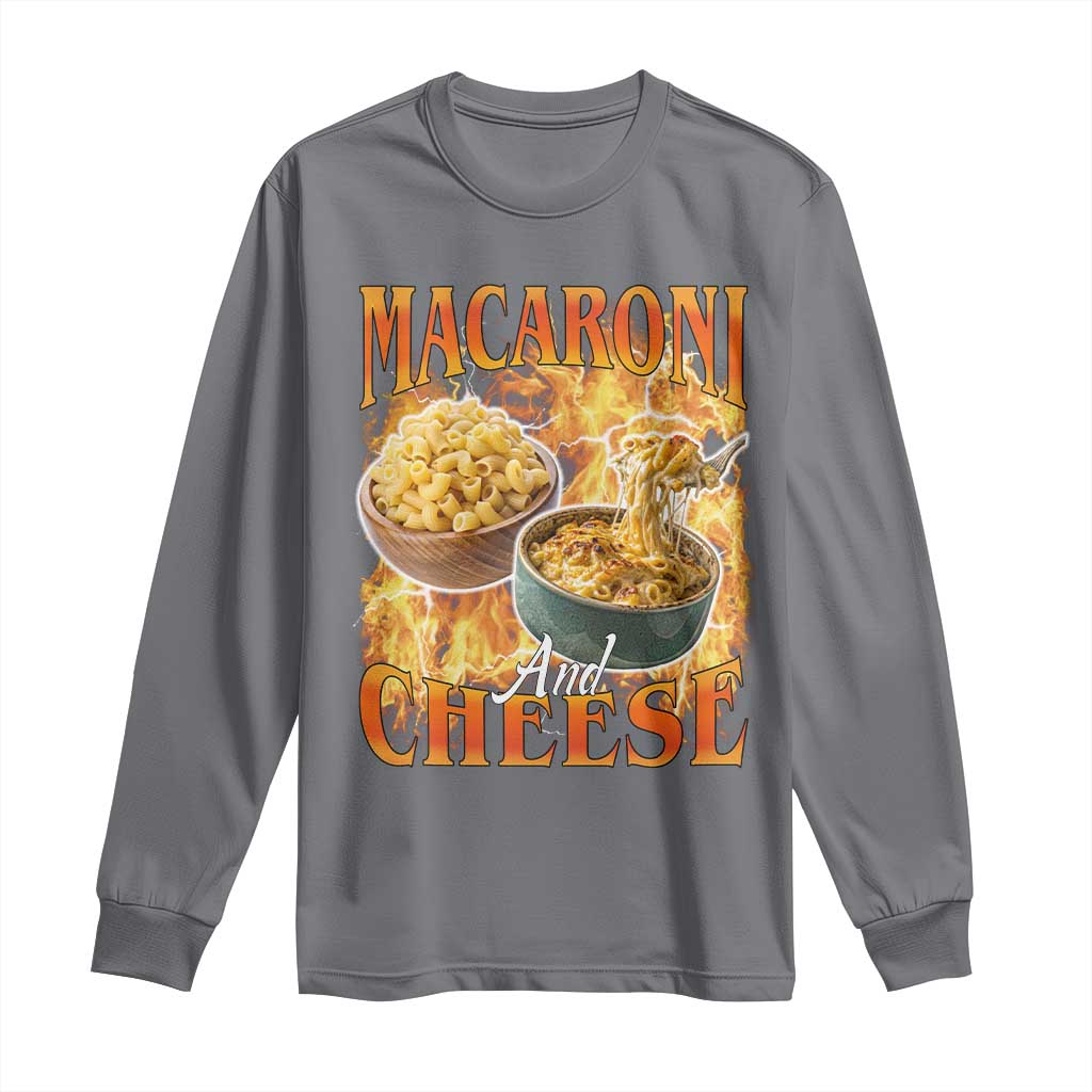Macaroni And Cheese Meme Long Sleeve Shirt Vintage 90s Style Funny Foodie Bootleg Graphic