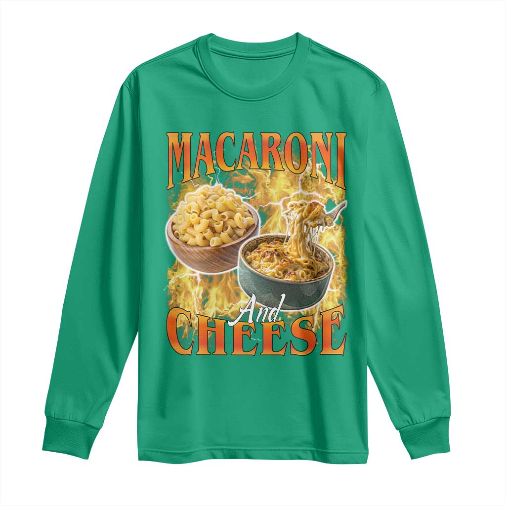 Macaroni And Cheese Meme Long Sleeve Shirt Vintage 90s Style Funny Foodie Bootleg Graphic