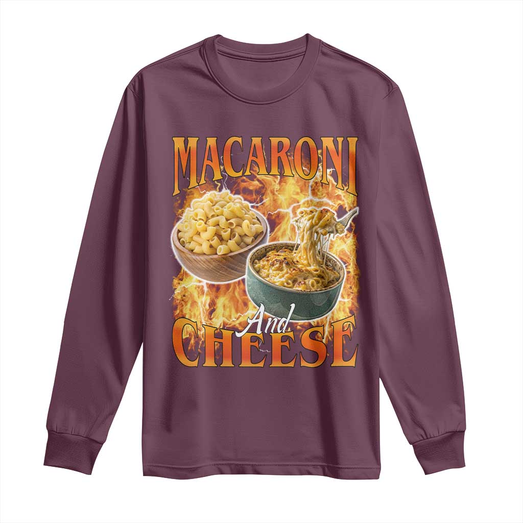 Macaroni And Cheese Meme Long Sleeve Shirt Vintage 90s Style Funny Foodie Bootleg Graphic
