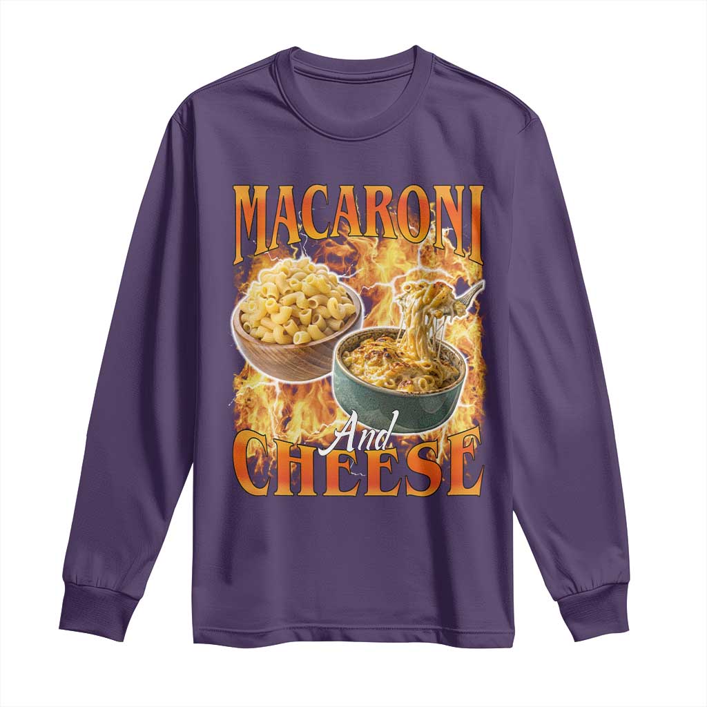 Macaroni And Cheese Meme Long Sleeve Shirt Vintage 90s Style Funny Foodie Bootleg Graphic