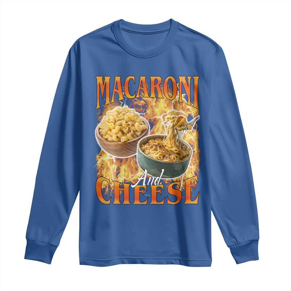 Macaroni And Cheese Meme Long Sleeve Shirt Vintage 90s Style Funny Foodie Bootleg Graphic