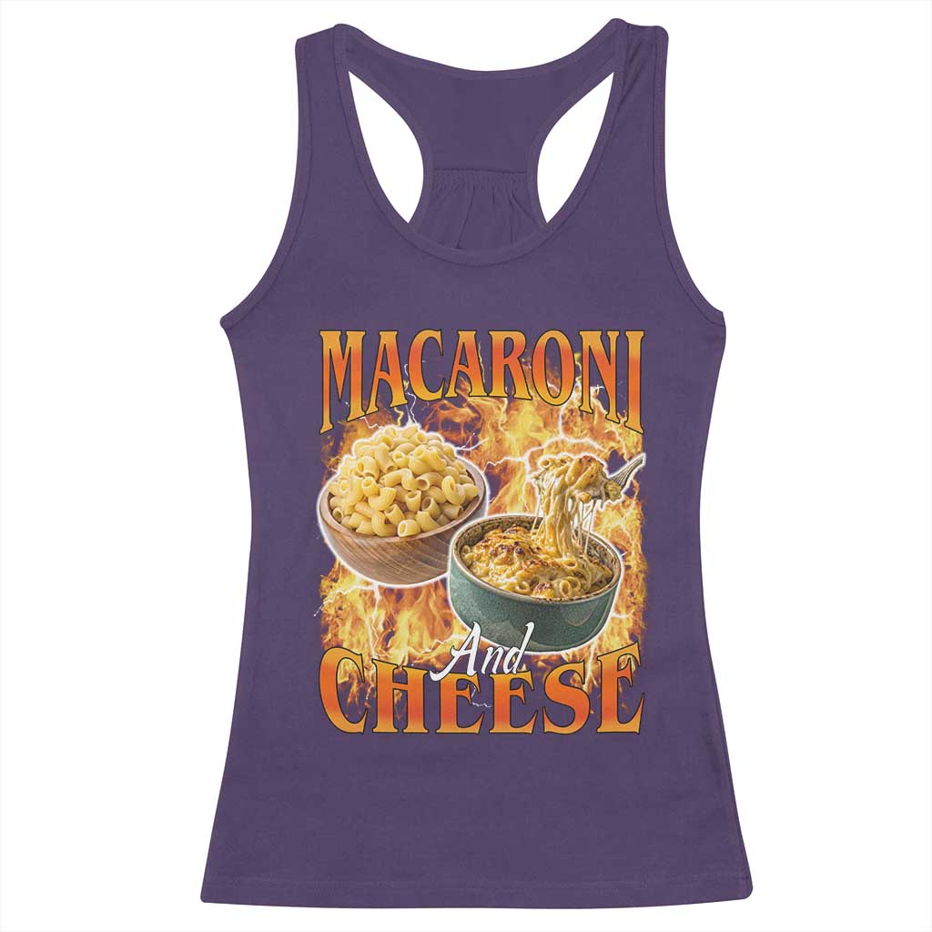 Macaroni And Cheese Meme Racerback Tank Top Vintage 90s Style Funny Foodie Bootleg Graphic