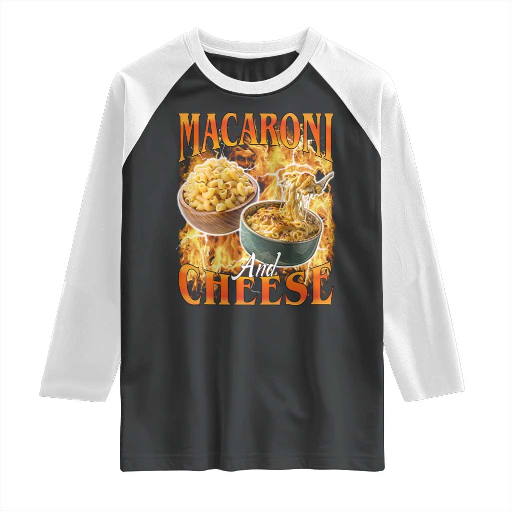 Macaroni And Cheese Meme Raglan Shirt Vintage 90s Style Funny Foodie Bootleg Graphic