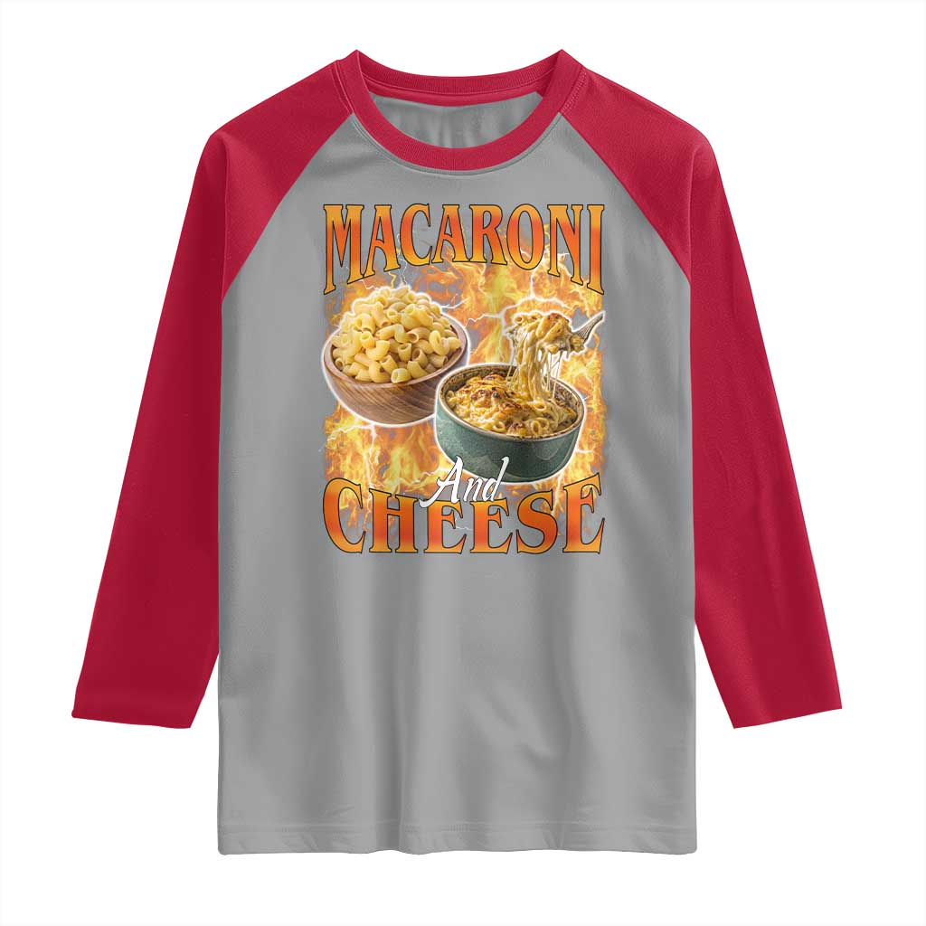 Macaroni And Cheese Meme Raglan Shirt Vintage 90s Style Funny Foodie Bootleg Graphic