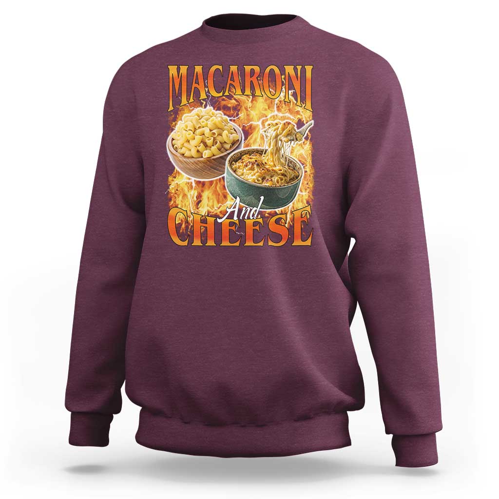 Macaroni And Cheese Meme Sweatshirt Vintage 90s Style Funny Foodie Bootleg Graphic