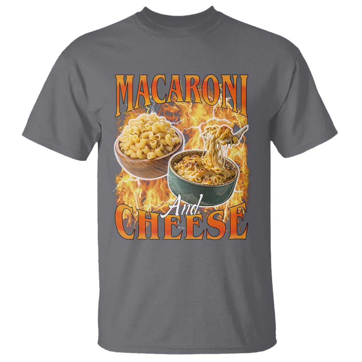 Macaroni And Cheese Meme T Shirt Vintage 90s Style Funny Foodie Bootleg Graphic