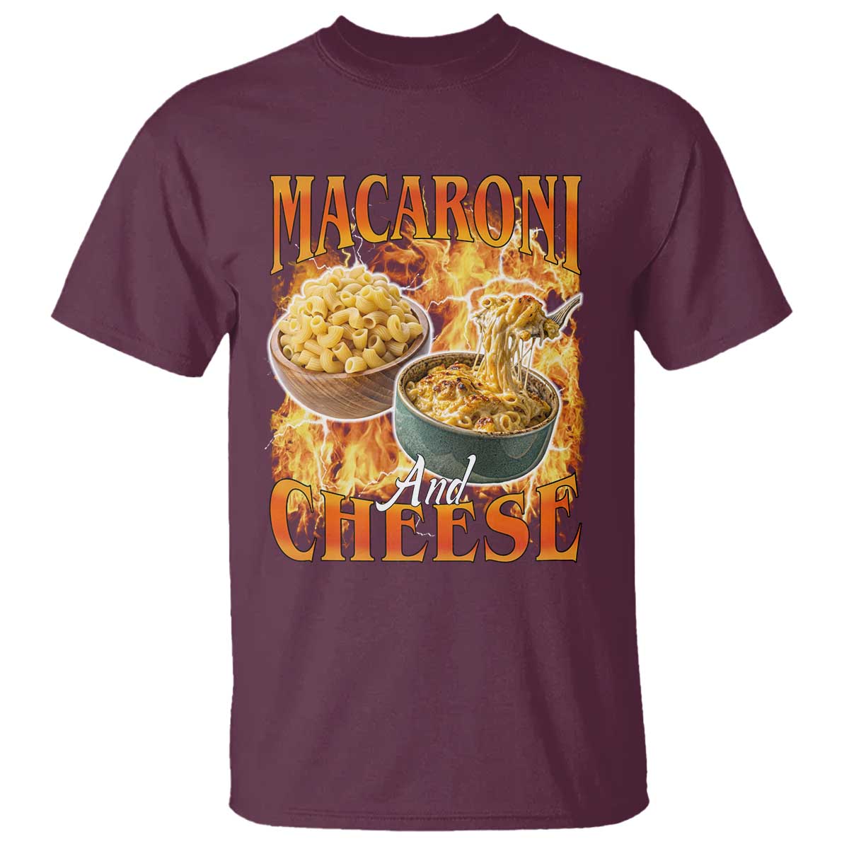 Macaroni And Cheese Meme T Shirt Vintage 90s Style Funny Foodie Bootleg Graphic