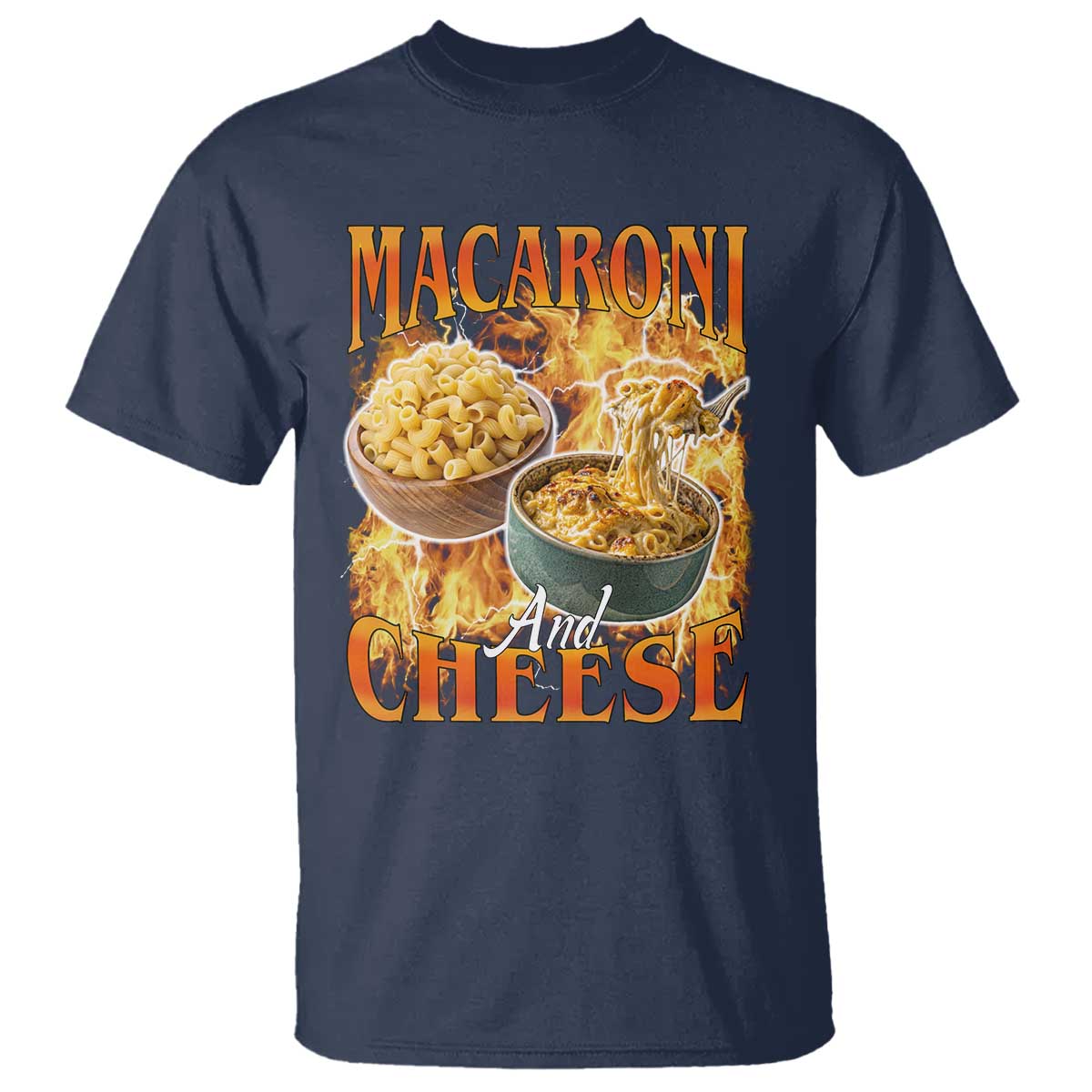 Macaroni And Cheese Meme T Shirt Vintage 90s Style Funny Foodie Bootleg Graphic