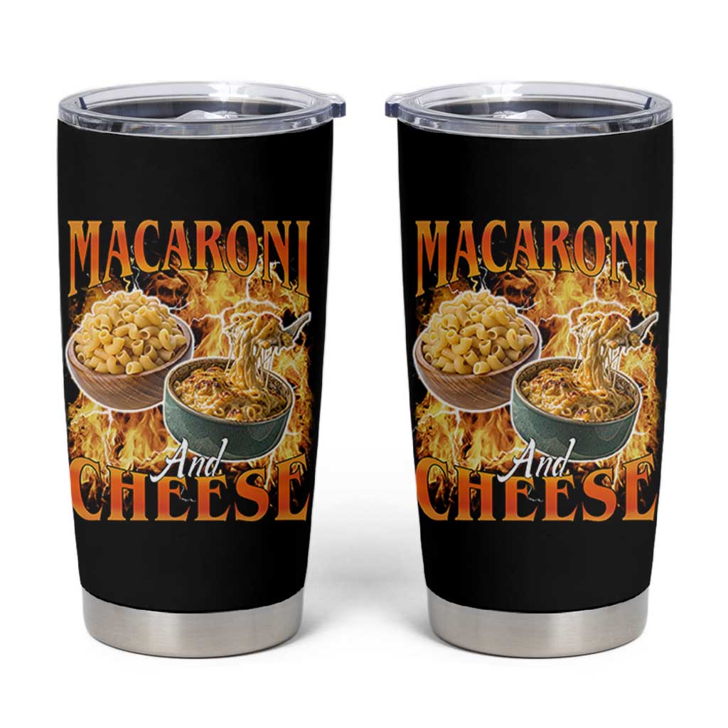 Macaroni And Cheese Meme Tumbler Cup Vintage 90s Style Funny Foodie Bootleg Graphic