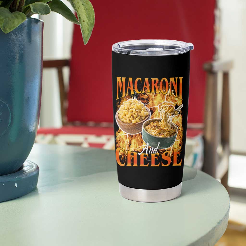 Macaroni And Cheese Meme Tumbler Cup Vintage 90s Style Funny Foodie Bootleg Graphic