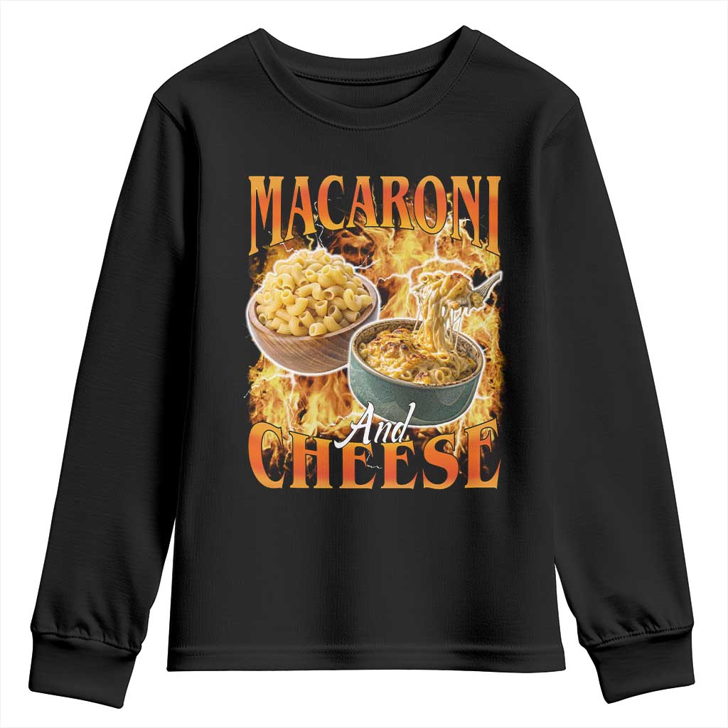 Macaroni And Cheese Meme Youth Sweatshirt Vintage 90s Style Funny Foodie Bootleg Graphic