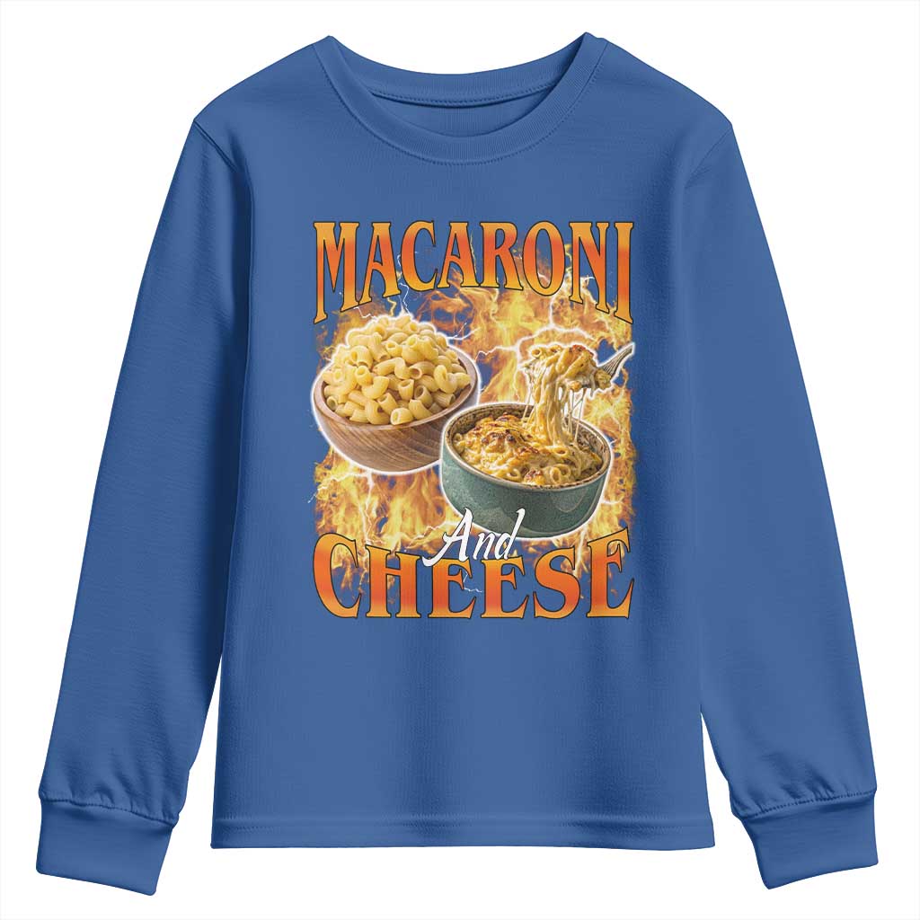 Macaroni And Cheese Meme Youth Sweatshirt Vintage 90s Style Funny Foodie Bootleg Graphic
