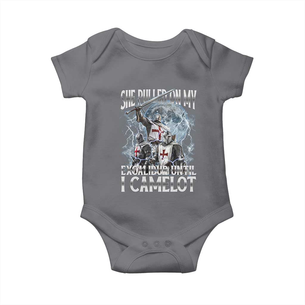 Funny Offensive Knight Meme Baby Onesie She Pulled On My Excalibur Bootleg - Wonder Print Shop