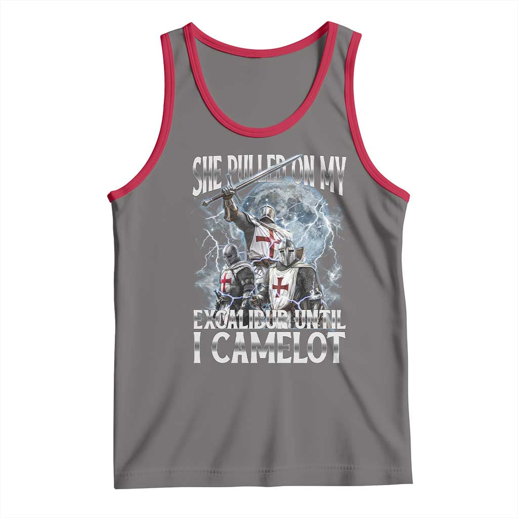 Funny Offensive Knight Meme Tank Top She Pulled On My Excalibur Bootleg - Wonder Print Shop