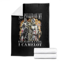 Funny Knight Meme Throw Blanket She Pulled On My Excalibur Offensive Medieval Warrior Bootleg - Wonder Print Shop