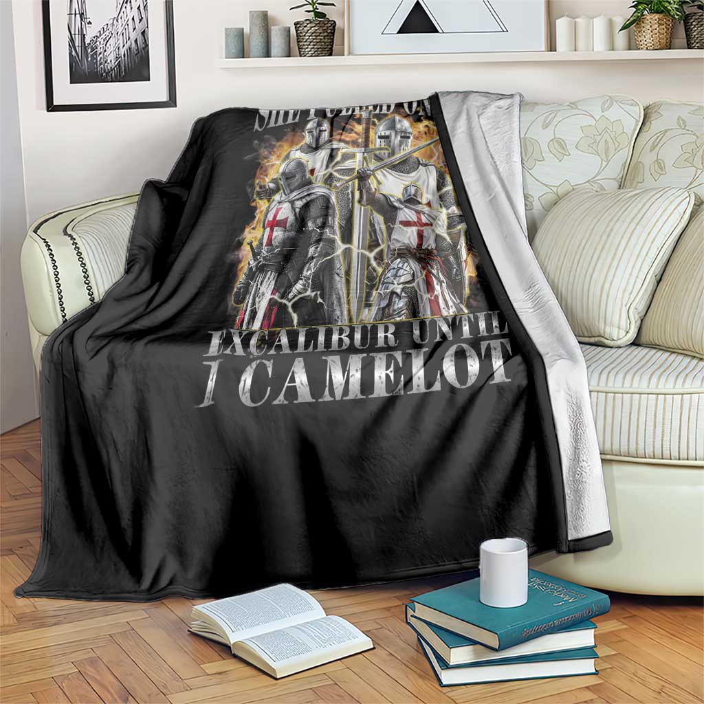 Funny Knight Meme Throw Blanket She Pulled On My Excalibur Offensive Medieval Warrior Bootleg - Wonder Print Shop