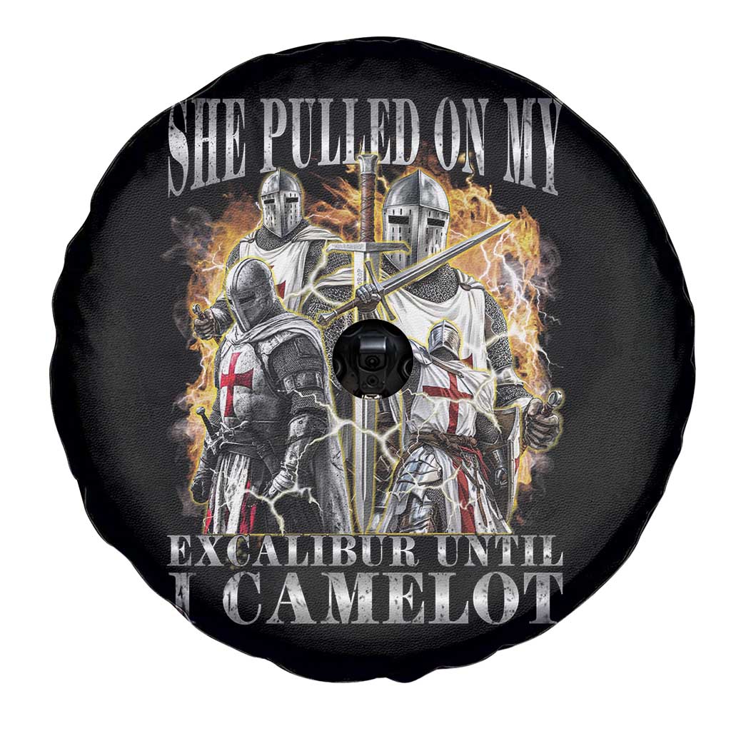 Funny Knight Meme Spare Tire Cover She Pulled On My Excalibur Offensive Medieval Warrior Bootleg - Wonder Print Shop