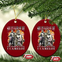 Funny Knight Meme Ceramic Ornament She Pulled On My Excalibur Offensive Medieval Warrior Bootleg - Wonder Print Shop
