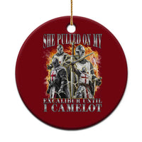 Funny Knight Meme Ceramic Ornament She Pulled On My Excalibur Offensive Medieval Warrior Bootleg - Wonder Print Shop
