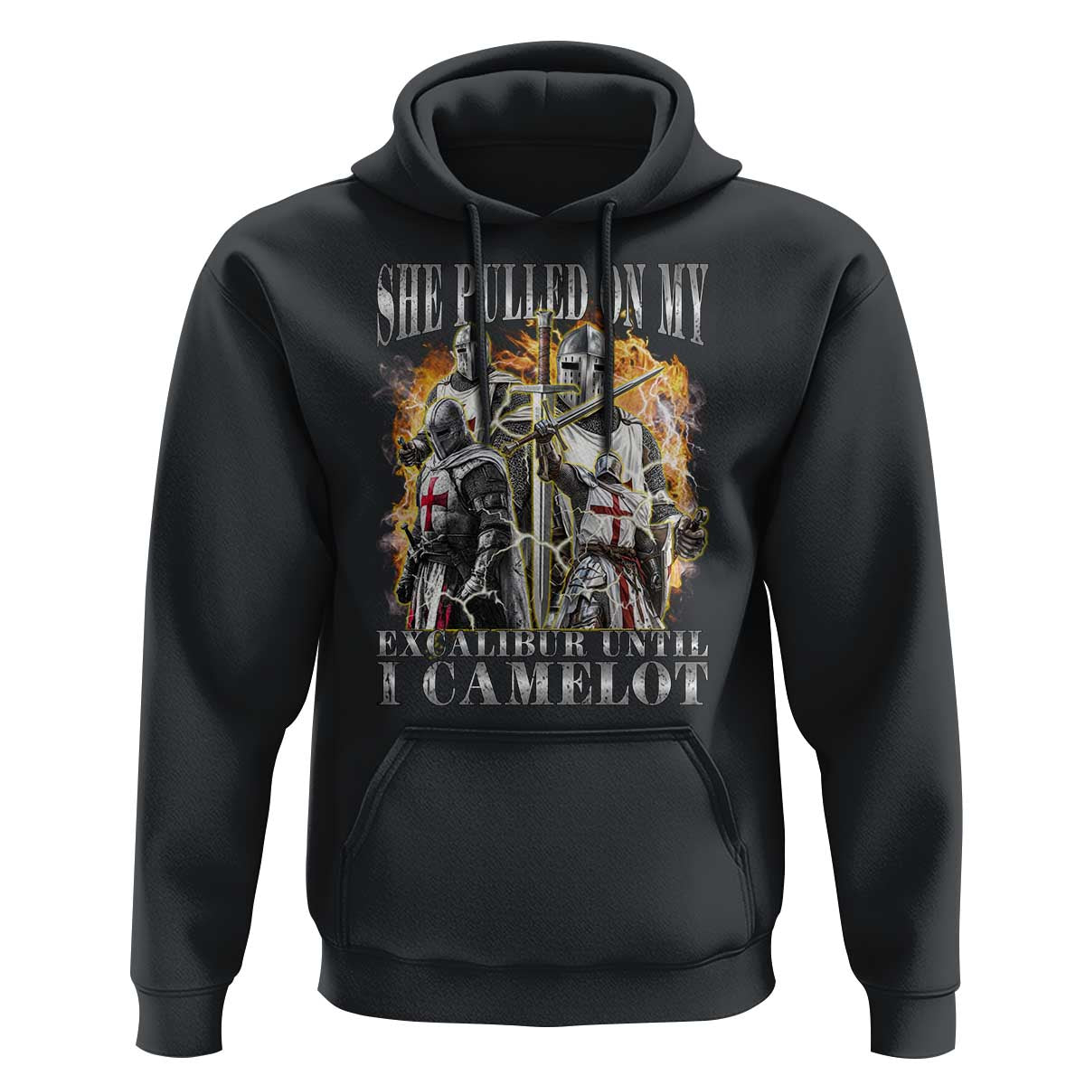 Funny Knight Meme Hoodie She Pulled On My Excalibur Offensive Medieval Warrior Bootleg - Wonder Print Shop