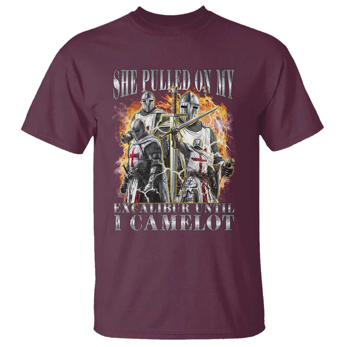 Funny Knight Meme T Shirt She Pulled On My Excalibur Offensive Medieval Warrior Bootleg - Wonder Print Shop