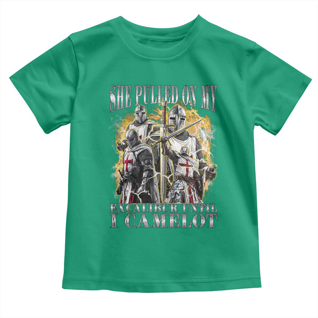 Funny Knight Meme Toddler T Shirt She Pulled On My Excalibur Offensive Medieval Warrior Bootleg - Wonder Print Shop