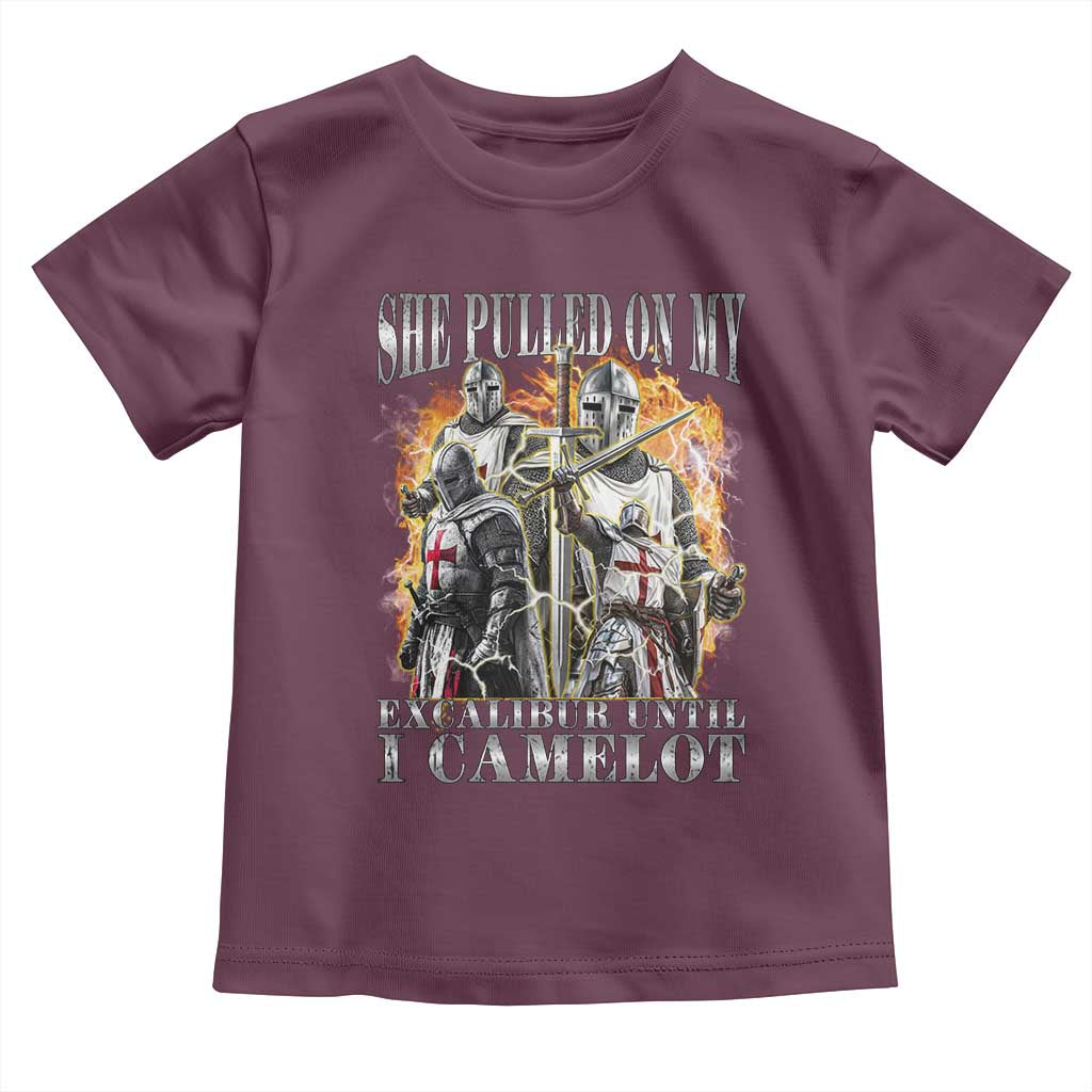 Funny Knight Meme Toddler T Shirt She Pulled On My Excalibur Offensive Medieval Warrior Bootleg - Wonder Print Shop
