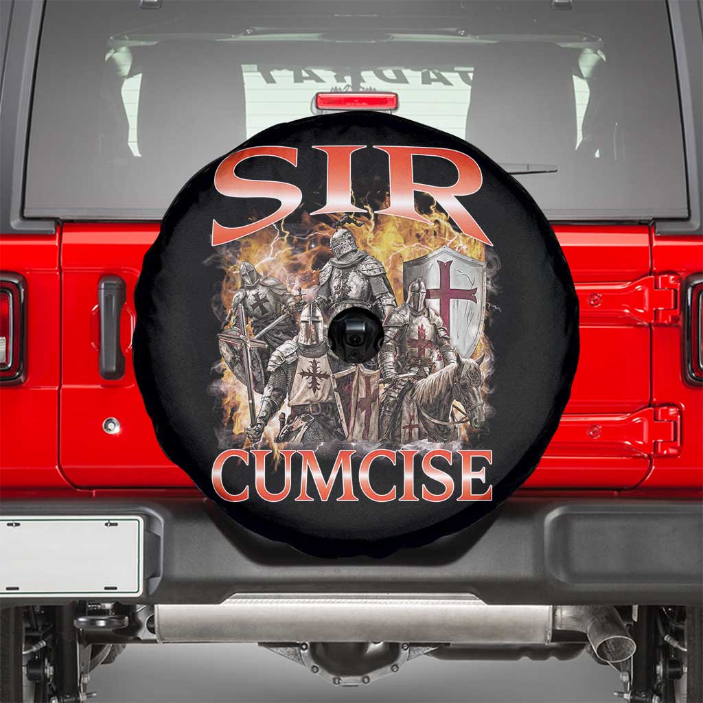 Knight Meme Spare Tire Cover Sir Cumcise Funny Bootleg Graphic - Wonder Print Shop
