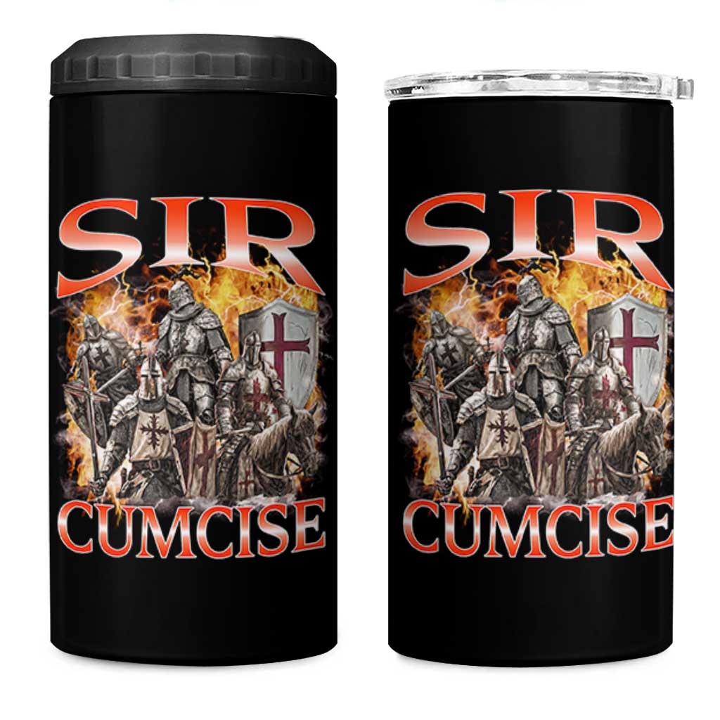Knight Meme 4 in 1 Can Cooler Tumbler Sir Cumcise Funny Bootleg Graphic - Wonder Print Shop