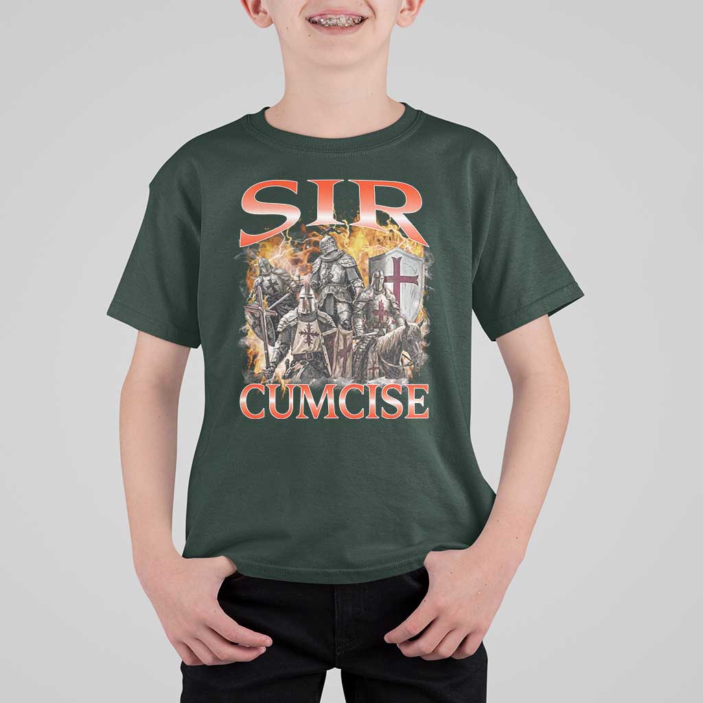 Knight Meme T Shirt For Kid Sir Cumcise Funny Bootleg Graphic - Wonder Print Shop