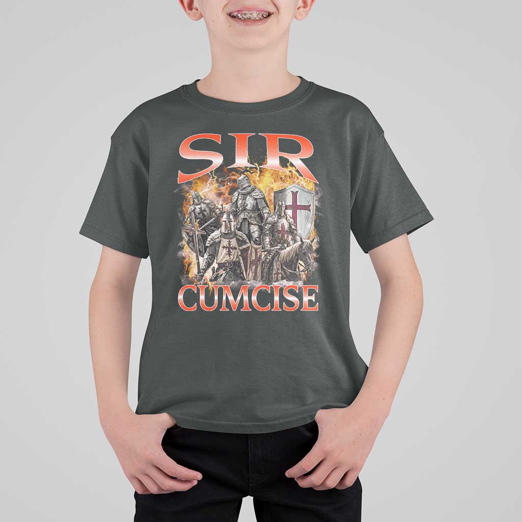 Knight Meme T Shirt For Kid Sir Cumcise Funny Bootleg Graphic - Wonder Print Shop