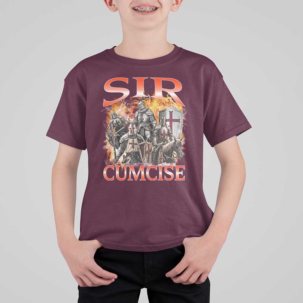 Knight Meme T Shirt For Kid Sir Cumcise Funny Bootleg Graphic - Wonder Print Shop