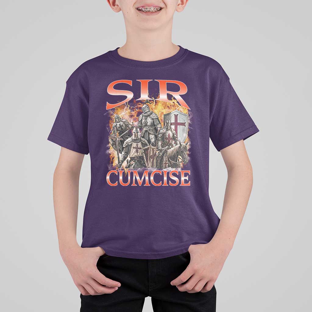 Knight Meme T Shirt For Kid Sir Cumcise Funny Bootleg Graphic - Wonder Print Shop