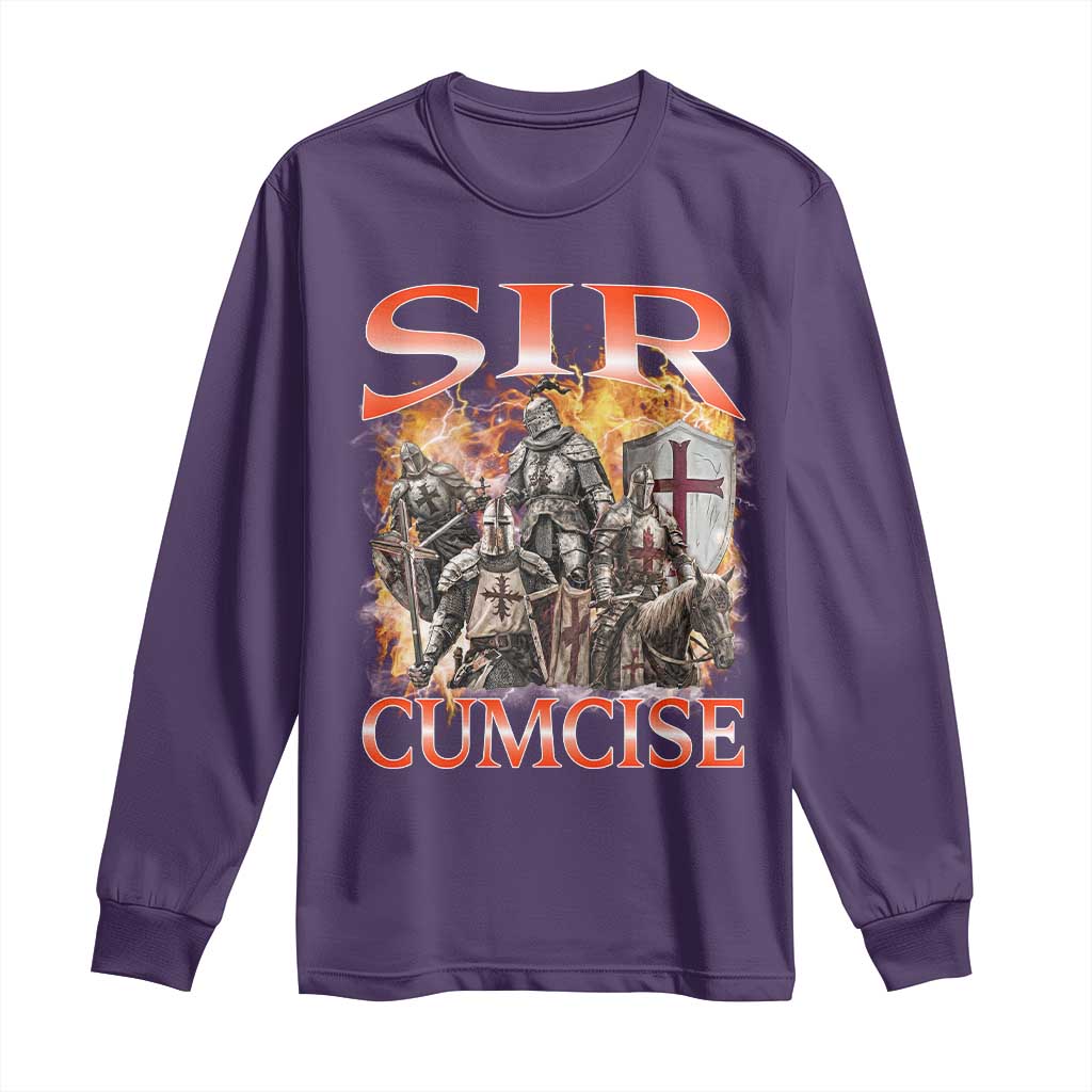 Knight Meme Long Sleeve Shirt Sir Cumcise Funny Bootleg Graphic - Wonder Print Shop