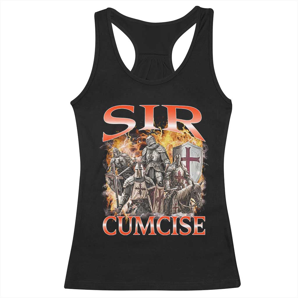 Knight Meme Racerback Tank Top Sir Cumcise Funny Bootleg Graphic - Wonder Print Shop