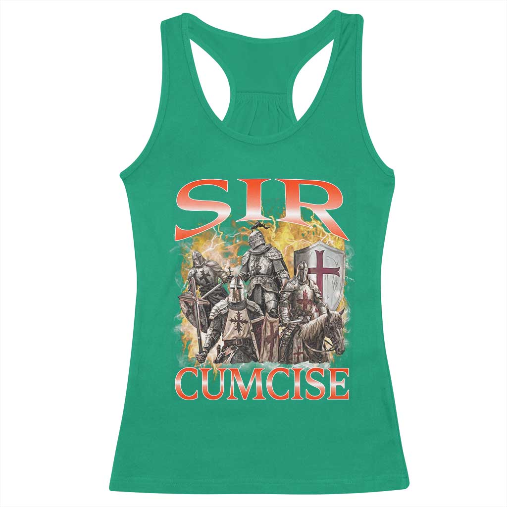 Knight Meme Racerback Tank Top Sir Cumcise Funny Bootleg Graphic - Wonder Print Shop