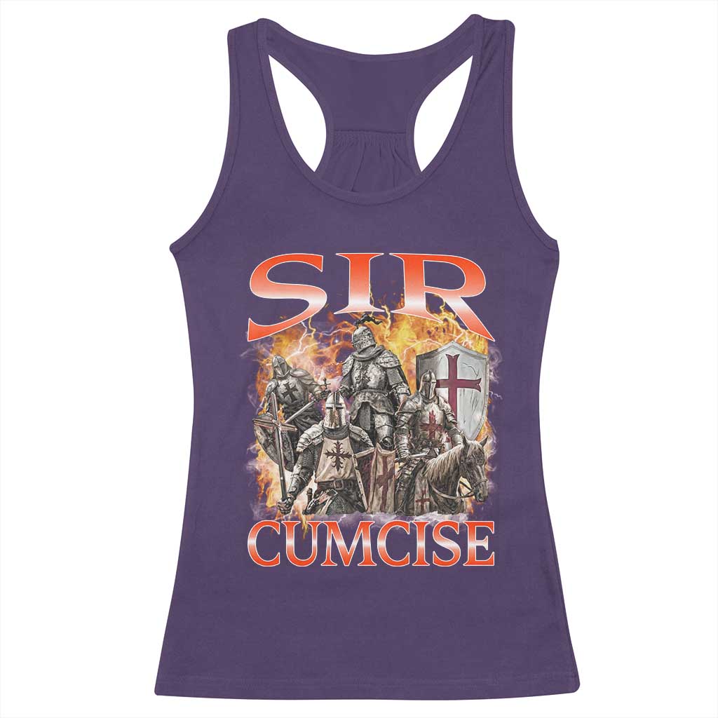 Knight Meme Racerback Tank Top Sir Cumcise Funny Bootleg Graphic - Wonder Print Shop