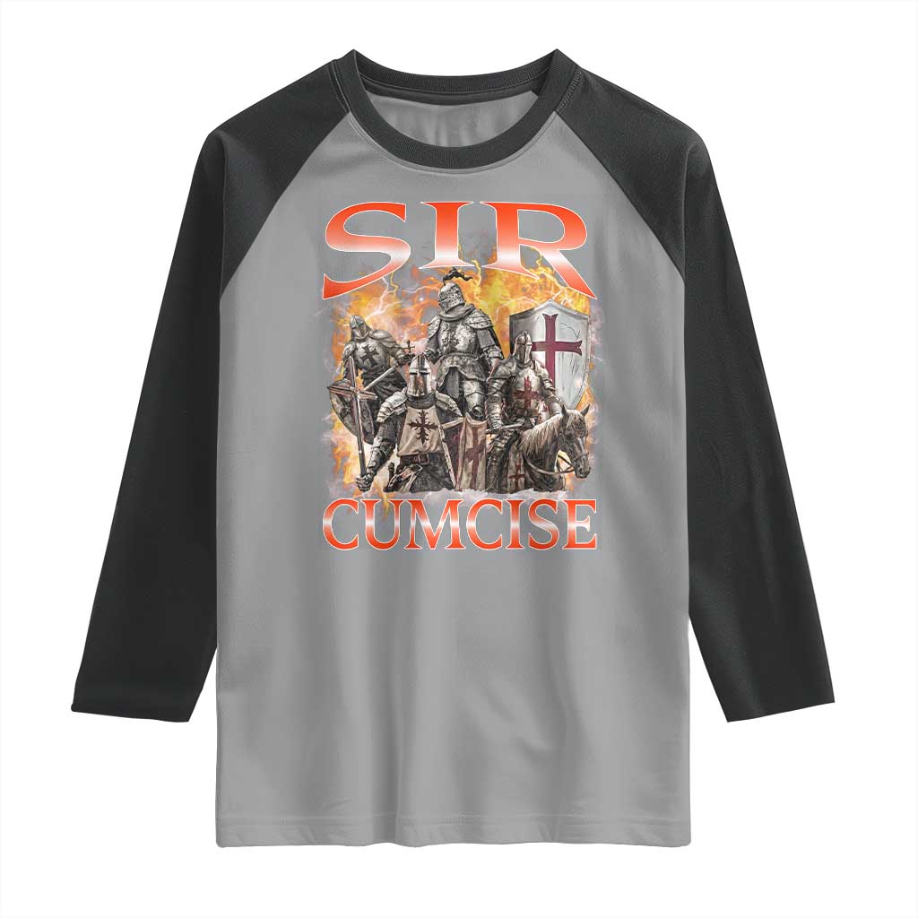 Knight Meme Raglan Shirt Sir Cumcise Funny Bootleg Graphic - Wonder Print Shop