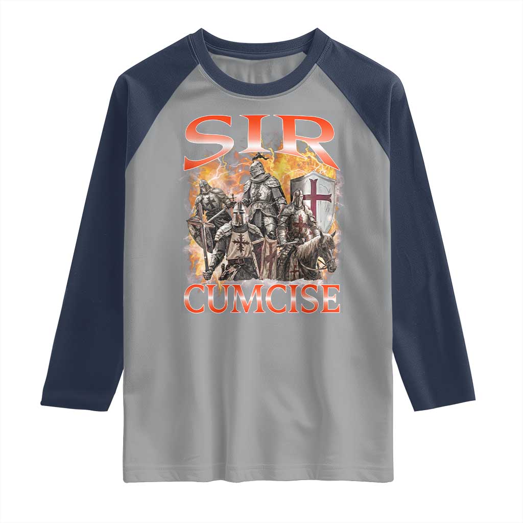 Knight Meme Raglan Shirt Sir Cumcise Funny Bootleg Graphic - Wonder Print Shop