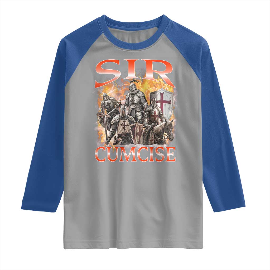 Knight Meme Raglan Shirt Sir Cumcise Funny Bootleg Graphic - Wonder Print Shop