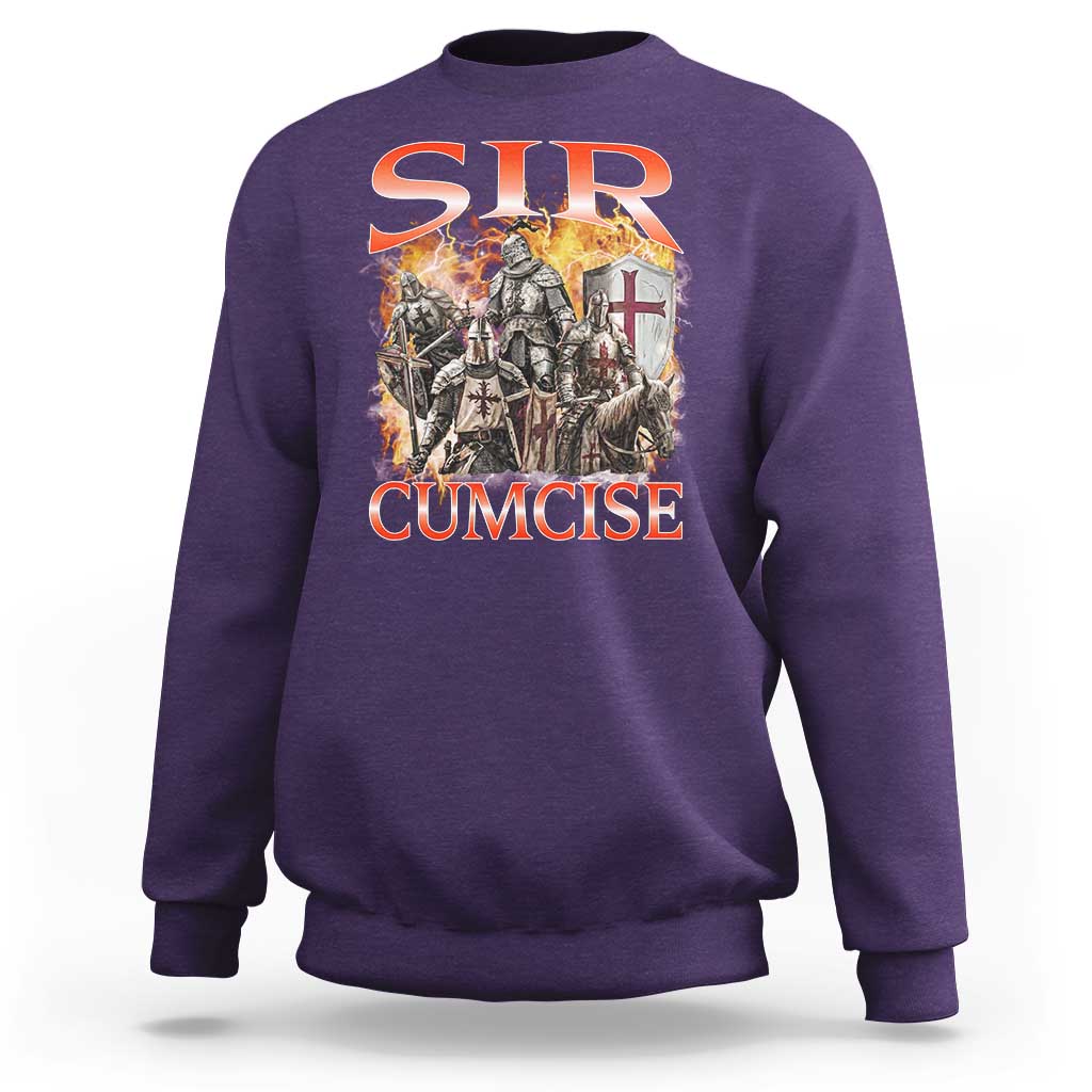 Knight Meme Sweatshirt Sir Cumcise Funny Bootleg Graphic - Wonder Print Shop