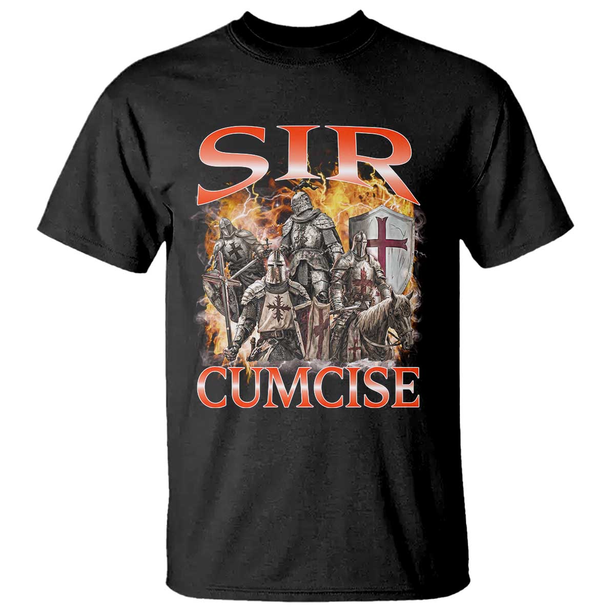 Knight Meme T Shirt Sir Cumcise Funny Bootleg Graphic - Wonder Print Shop