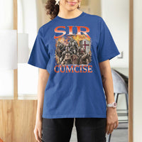 Knight Meme T Shirt For Women Sir Cumcise Funny Bootleg Graphic - Wonder Print Shop