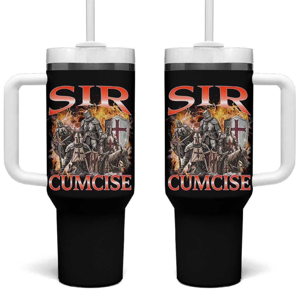 Knight Meme Tumbler With Handle Sir Cumcise Funny Bootleg Graphic - Wonder Print Shop
